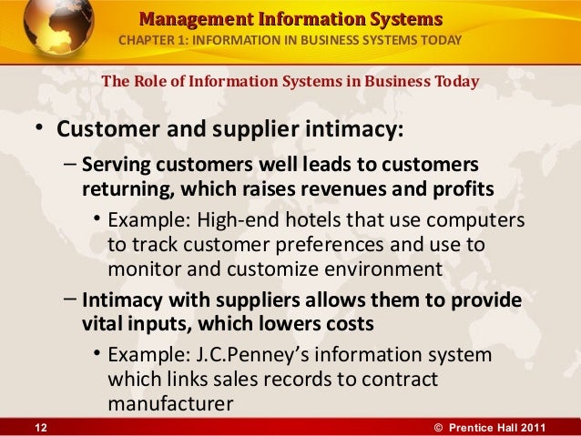 an example of a business using information systems for customer and supplier intimacy is achieving customer intimacy